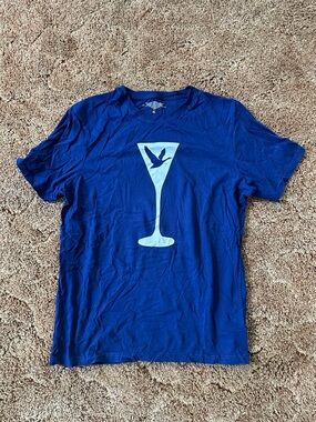 Men's Blue Graphic Tee with White Cocktail Glass Logo - Brand: Grey Goose